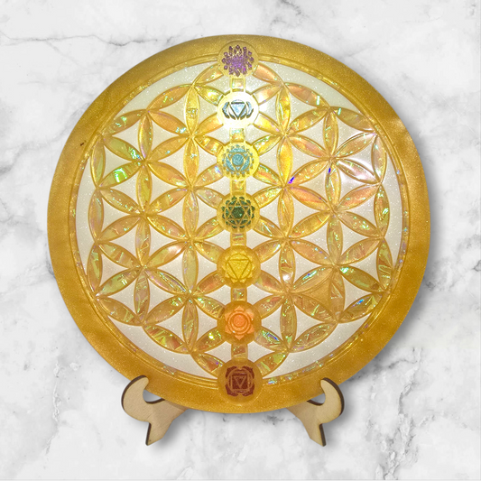 PLATEAU DE RECHARGEMENT FLEUR DE VIE 7 CHAKRAS