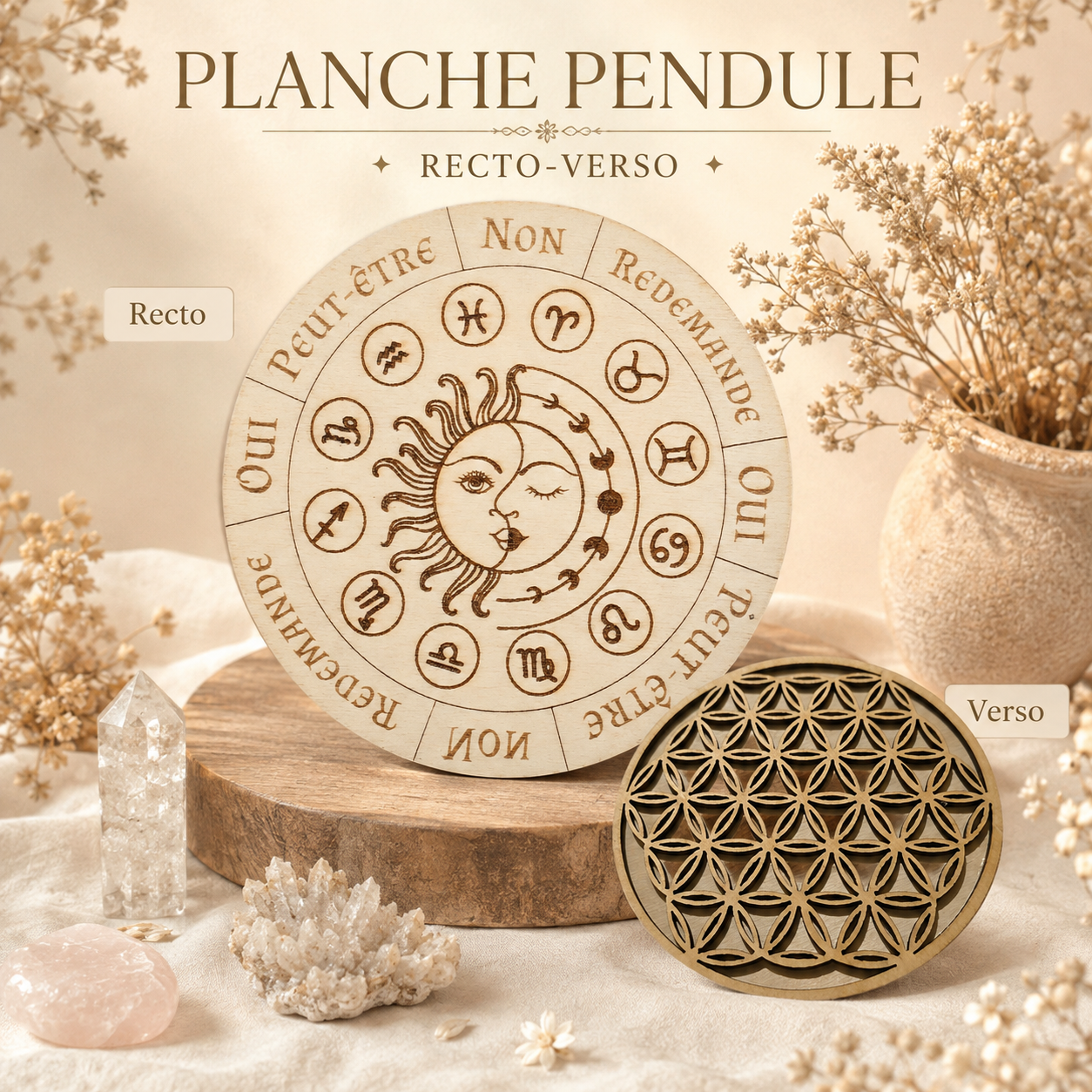 Planche pendule recto verso - Soleil lune