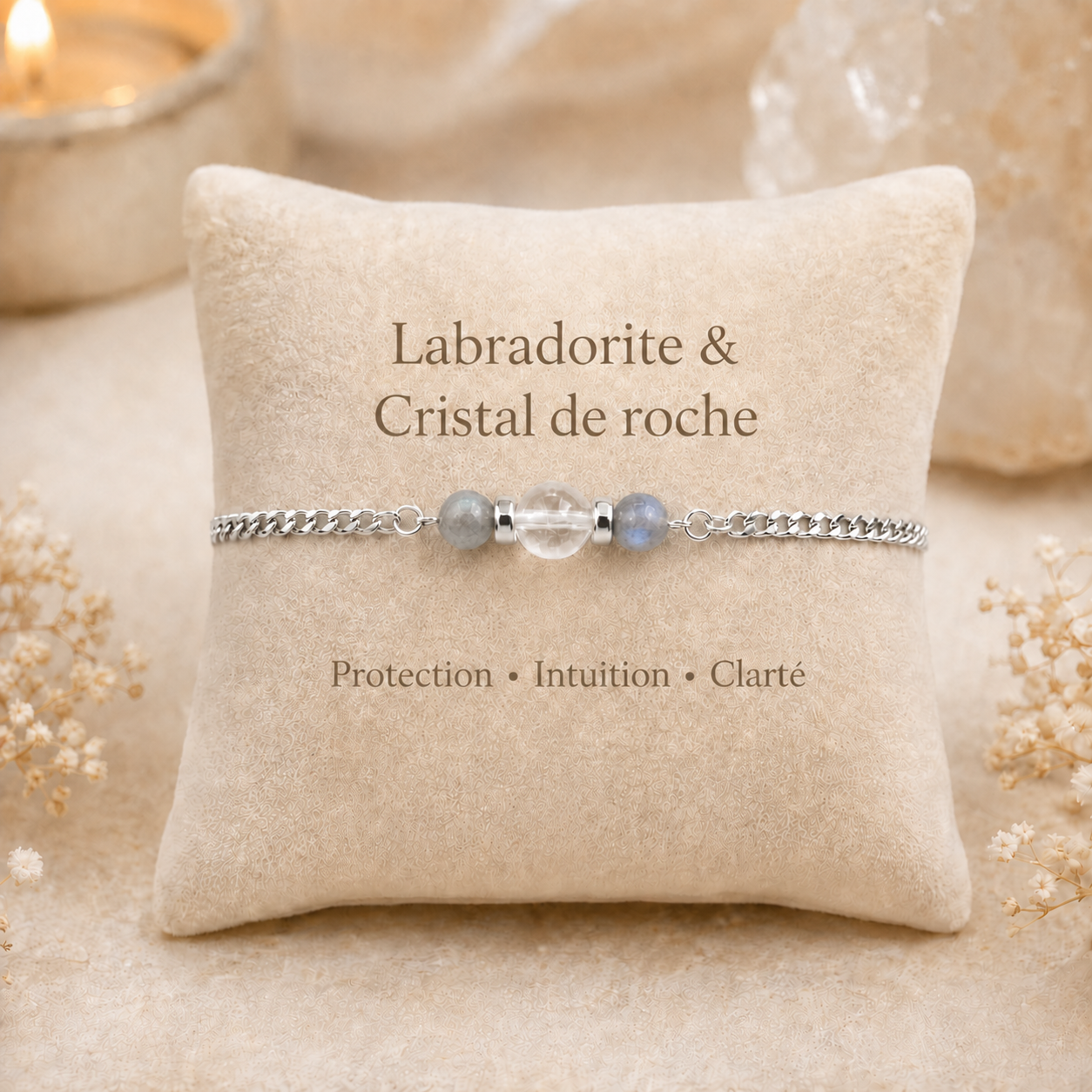 Bracelet Labradorite & Cristal De Roche