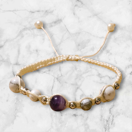 Howlite blanche / Améthyste