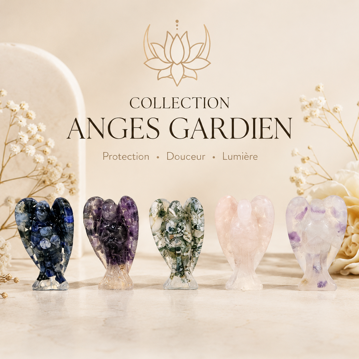 ANGES GARDIEN EN PIERRES NATURELLES