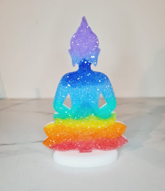 BOUDDHA SUR SOCLE 7 CHAKRAS