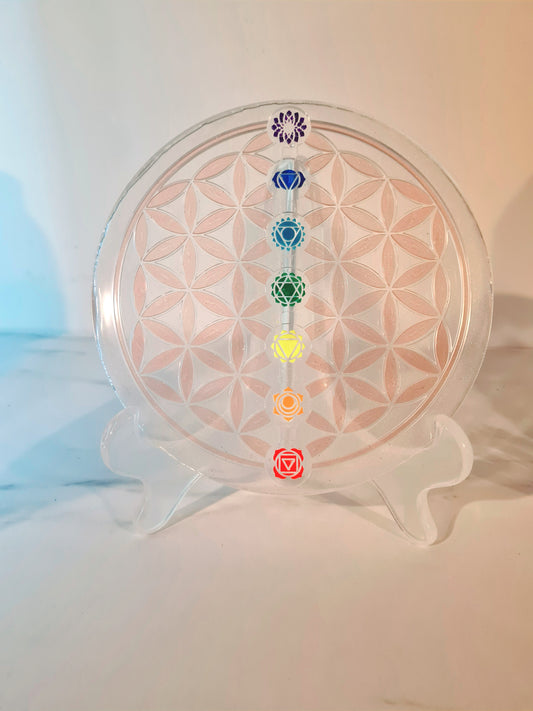 PLATEAU DE RECHARGEMENT FLEUR DE VIE 7 CHAKRAS