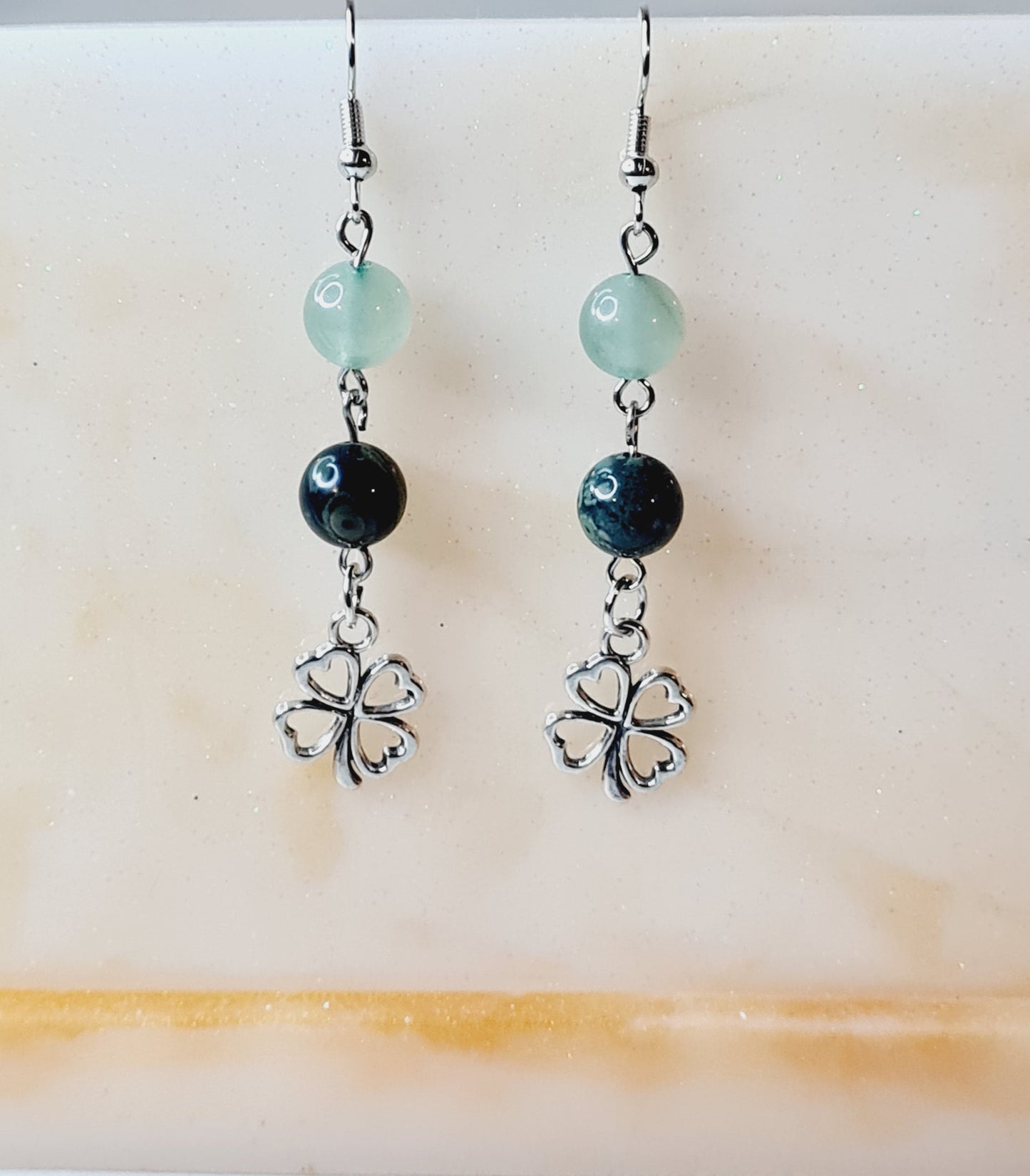 BOUCLES D'OREILLES TRÈFLE KAMBALA & AVENTURINE VERTE