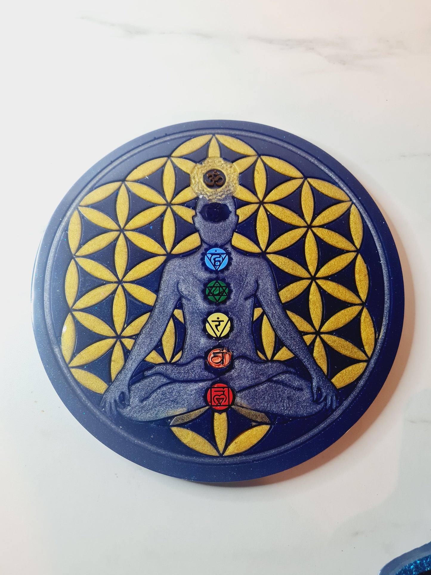 PLATEAU DE RECHARGEMENT FLEUR DE VIE BOUDDHA 7 CHAKRAS