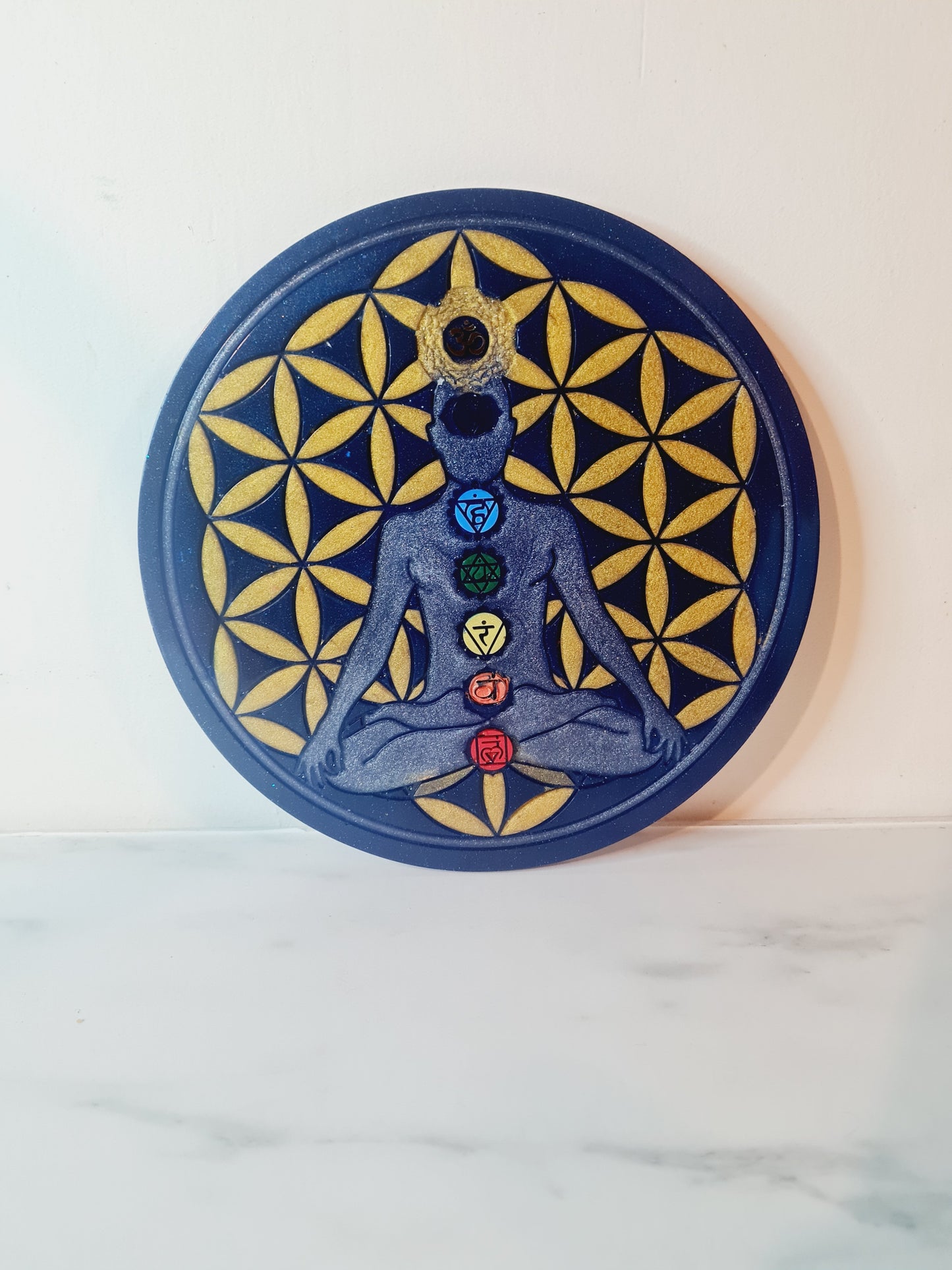 PLATEAU DE RECHARGEMENT FLEUR DE VIE BOUDDHA 7 CHAKRAS