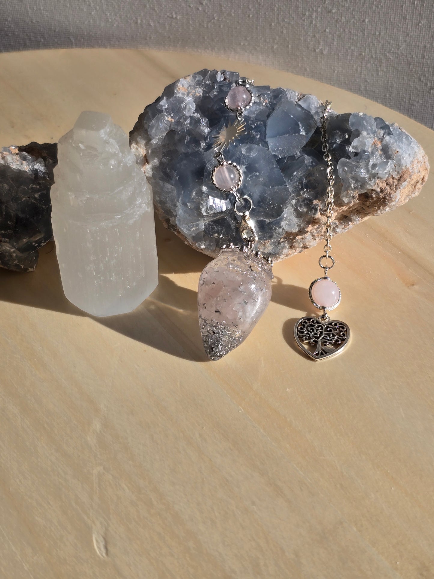 Pendule en Orgonite Quartz rose