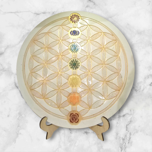 PLATEAU DE RECHARGEMENT FLEUR DE VIE 7 CHAKRAS
