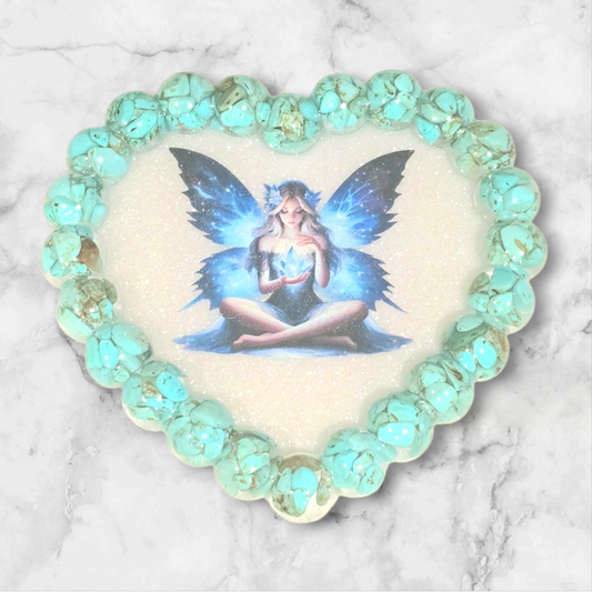 VIDE POCHE COEUR PIERRES NATURELLES HOWLITE BLEU