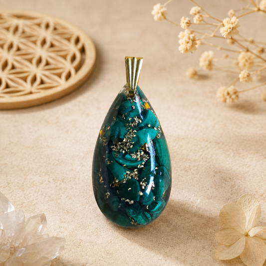 Pendentif Goutte Orgonite Malachite