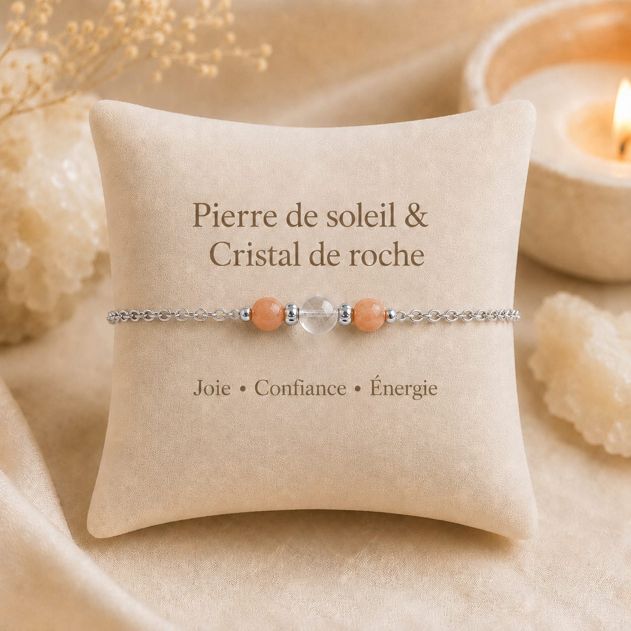 Bracelet Pierre De Soleil & Cristal De Roche