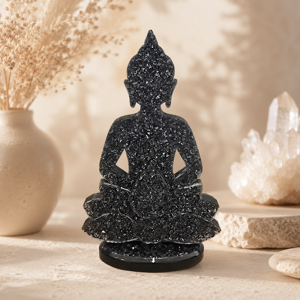 Bouddha sur socle - Effet diamant (sur demande)