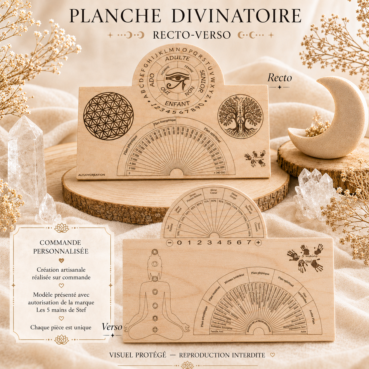 Exemple de création sur mesure d’une planche divinatoire en bois