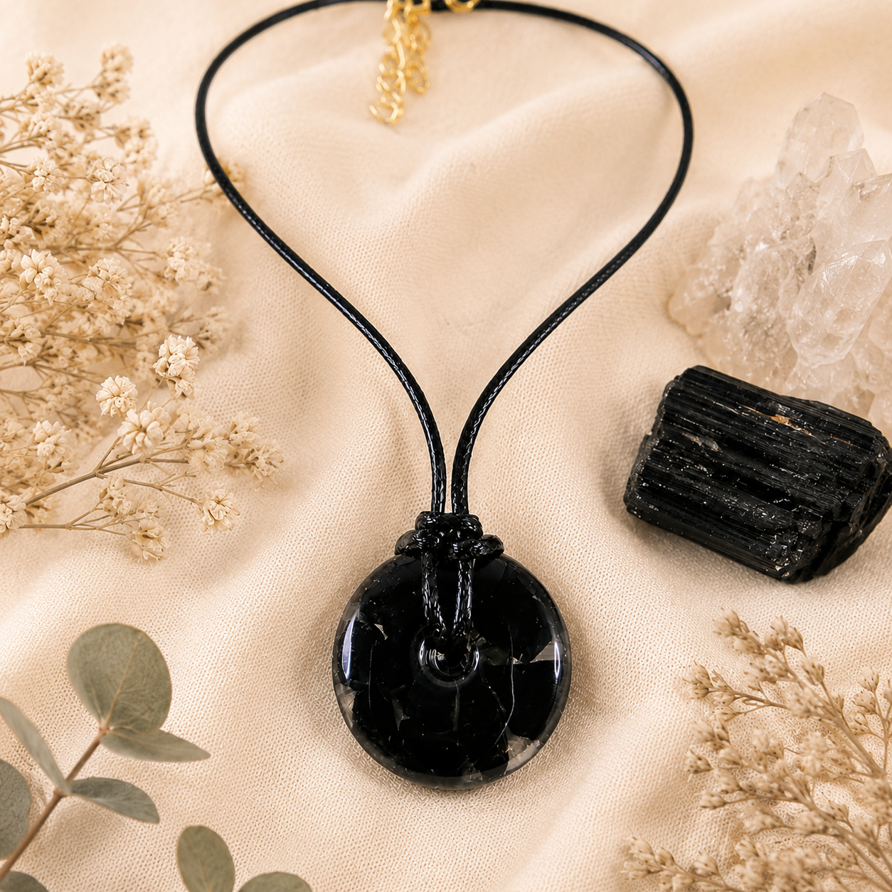 Collier donut - Obsidienne Noire