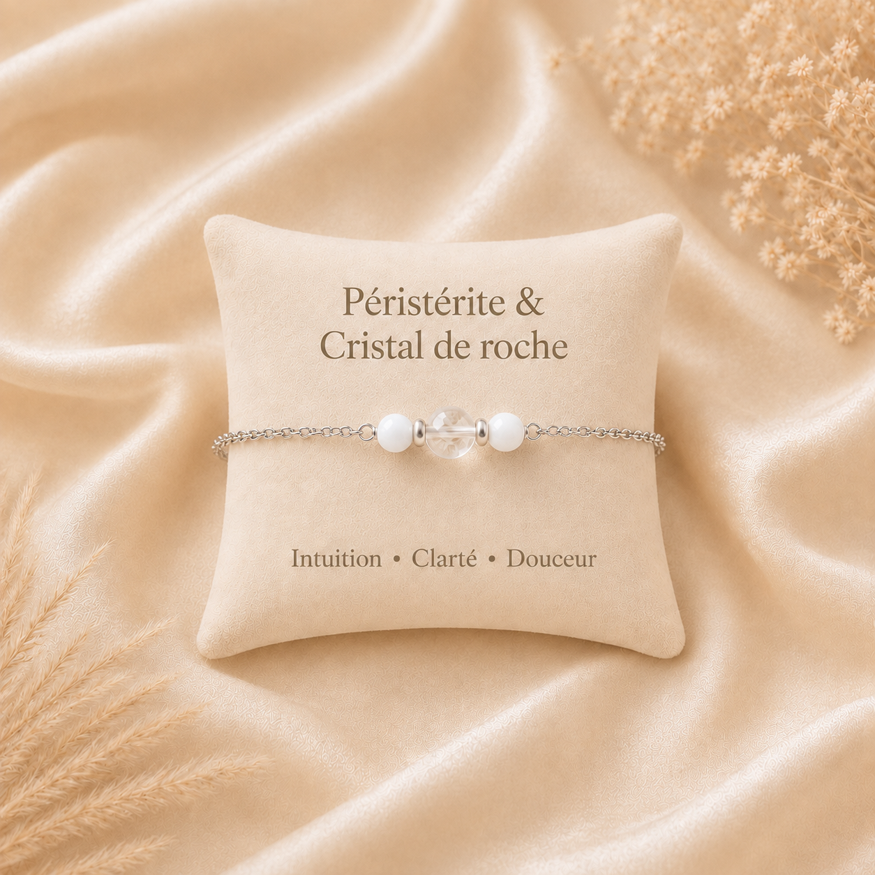 Bracelet Péristérite & Cristal De Roche