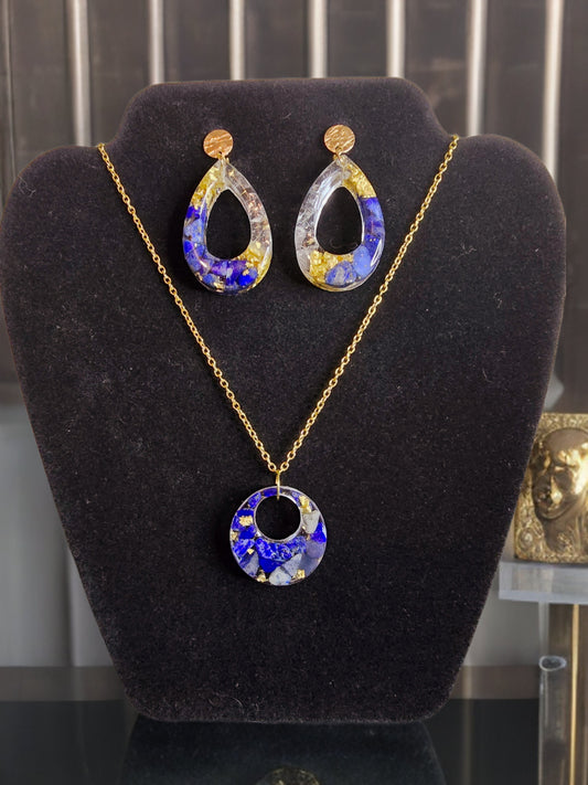 BOUCLES D'OREILLES / COLLIER LAPIS-LAZULI