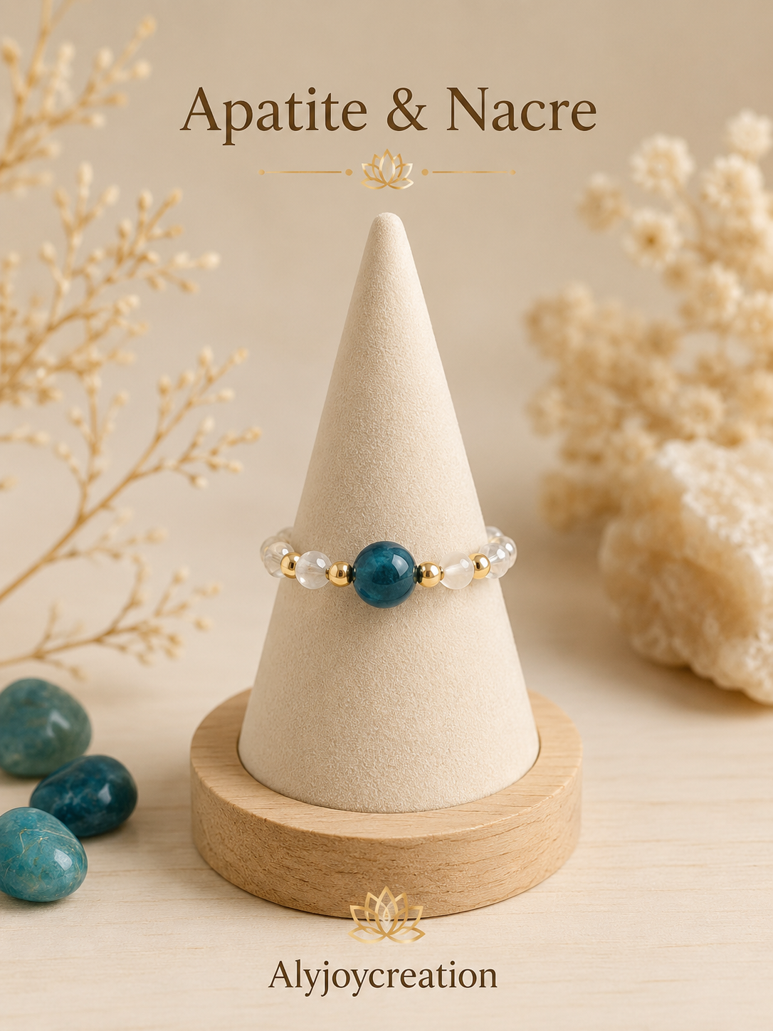 Bague Apatite et Nacre Alyjoycreation