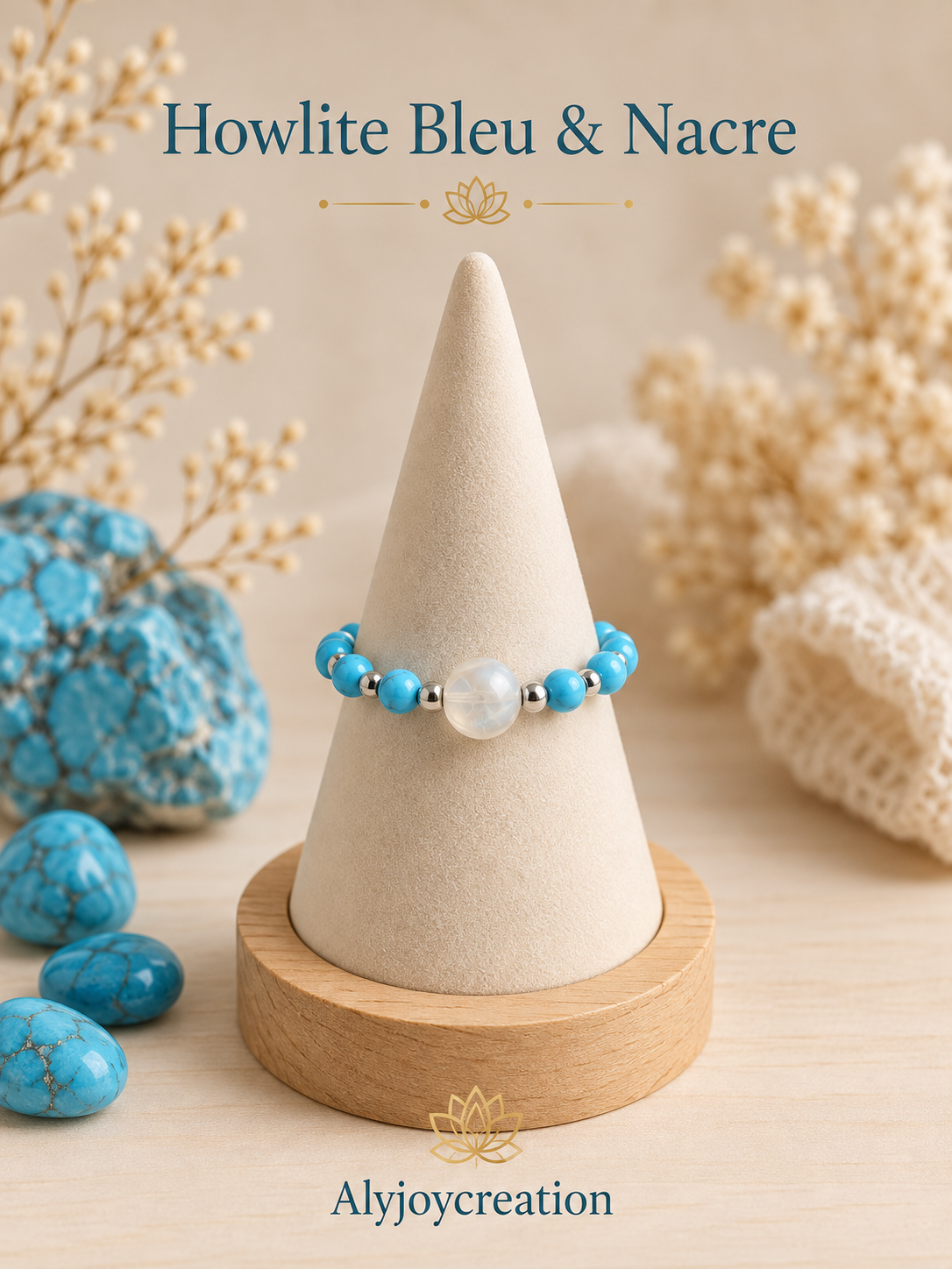 Bague Howlite Bleu et Nacre Alyjoycreation