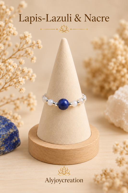 Bague Lapis-Lazuli et Nacre Alyjoycreation