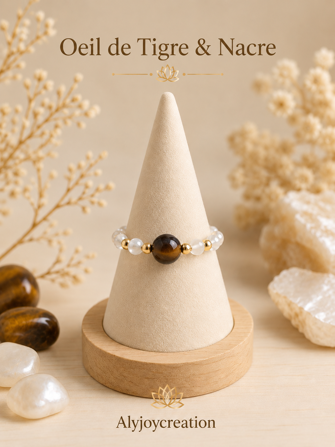 Bague Oeil de Tigre et Nacre Alyjoycreation