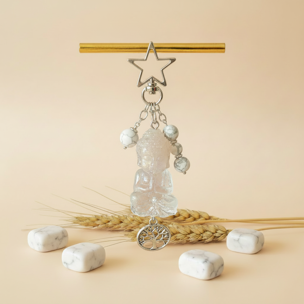 Bijou de sac bouddha blanc et howlite