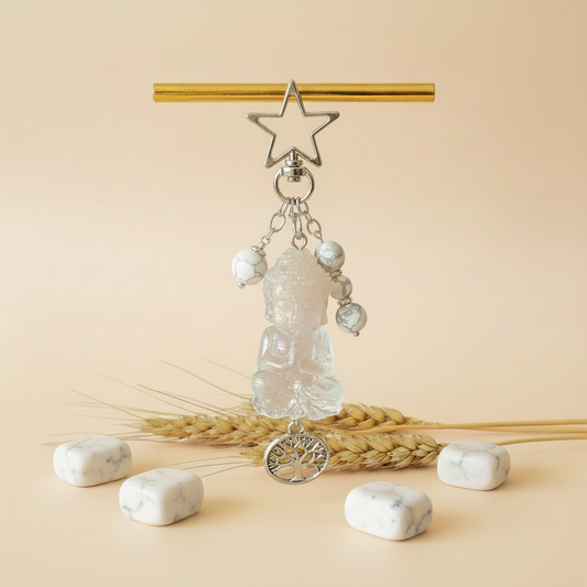 Bijou de sac bouddha blanc et howlite