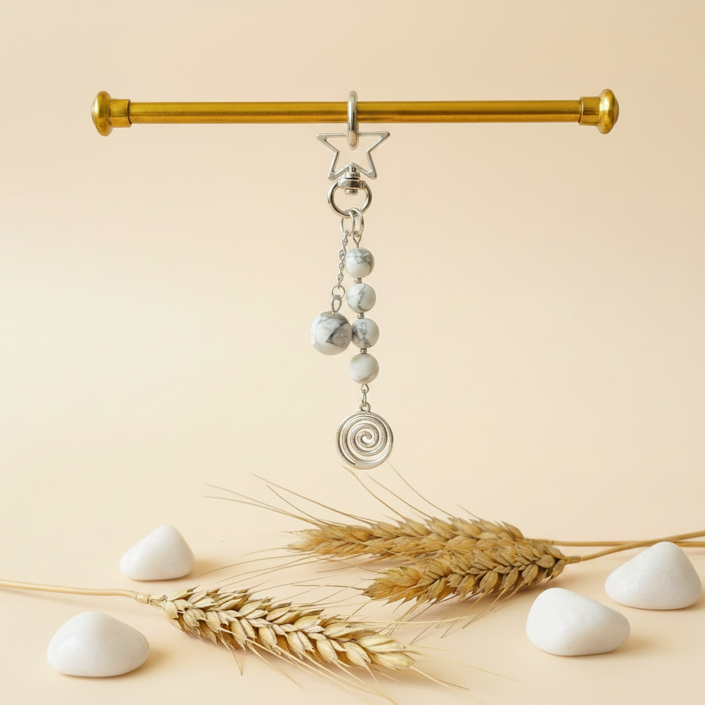 Bijou de sac howlite blanche et spirale