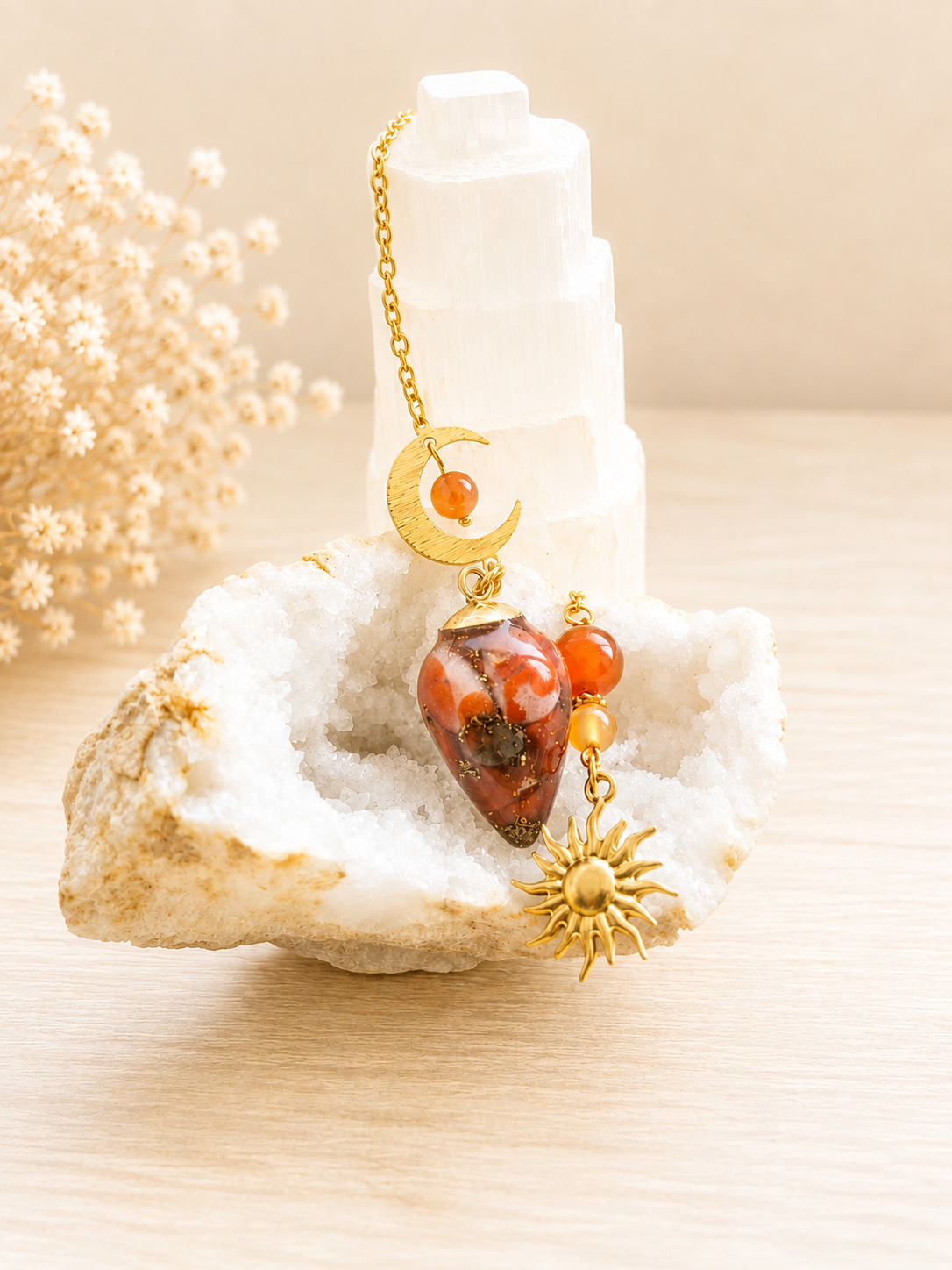 Pendule Orgonite Cornaline