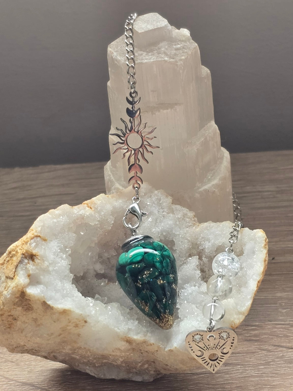 Pendule en orgonite Malachite