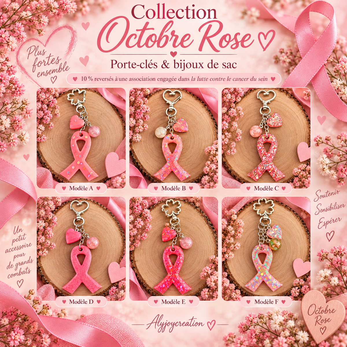 Porte-clé / Bijou de sac Octobre Rose